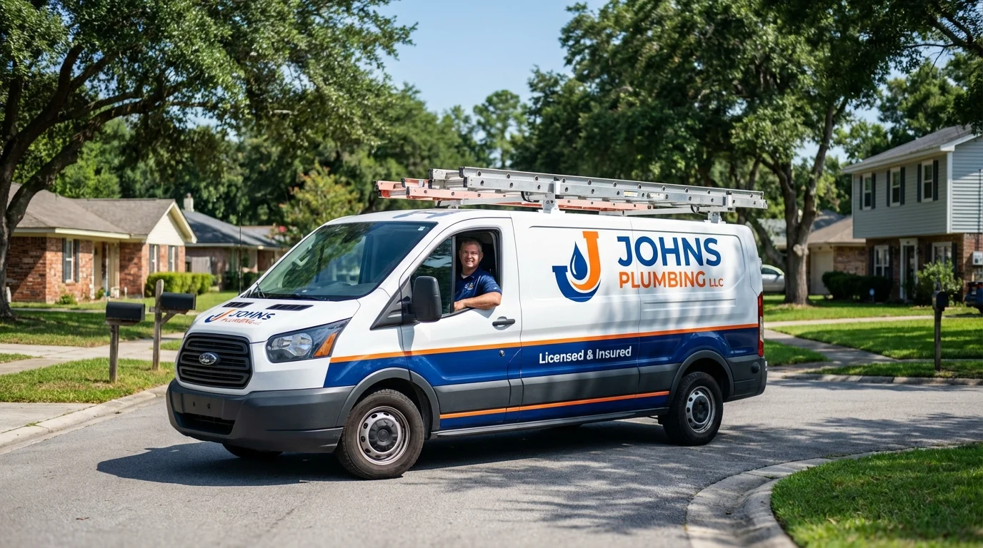 Johns Plumbing LLC service van in Cleveland, MS