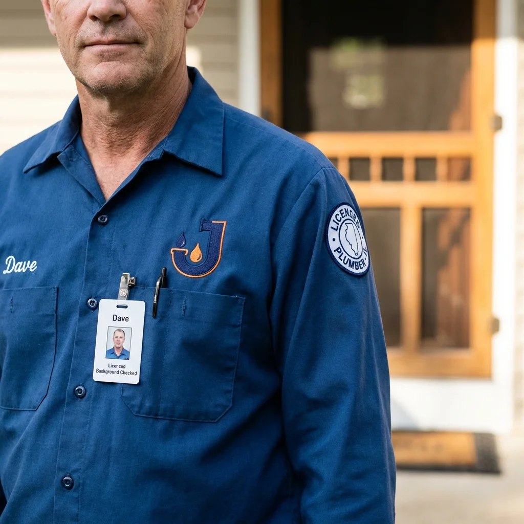 Licensed plumber showing ID badge in Cleveland, MS
