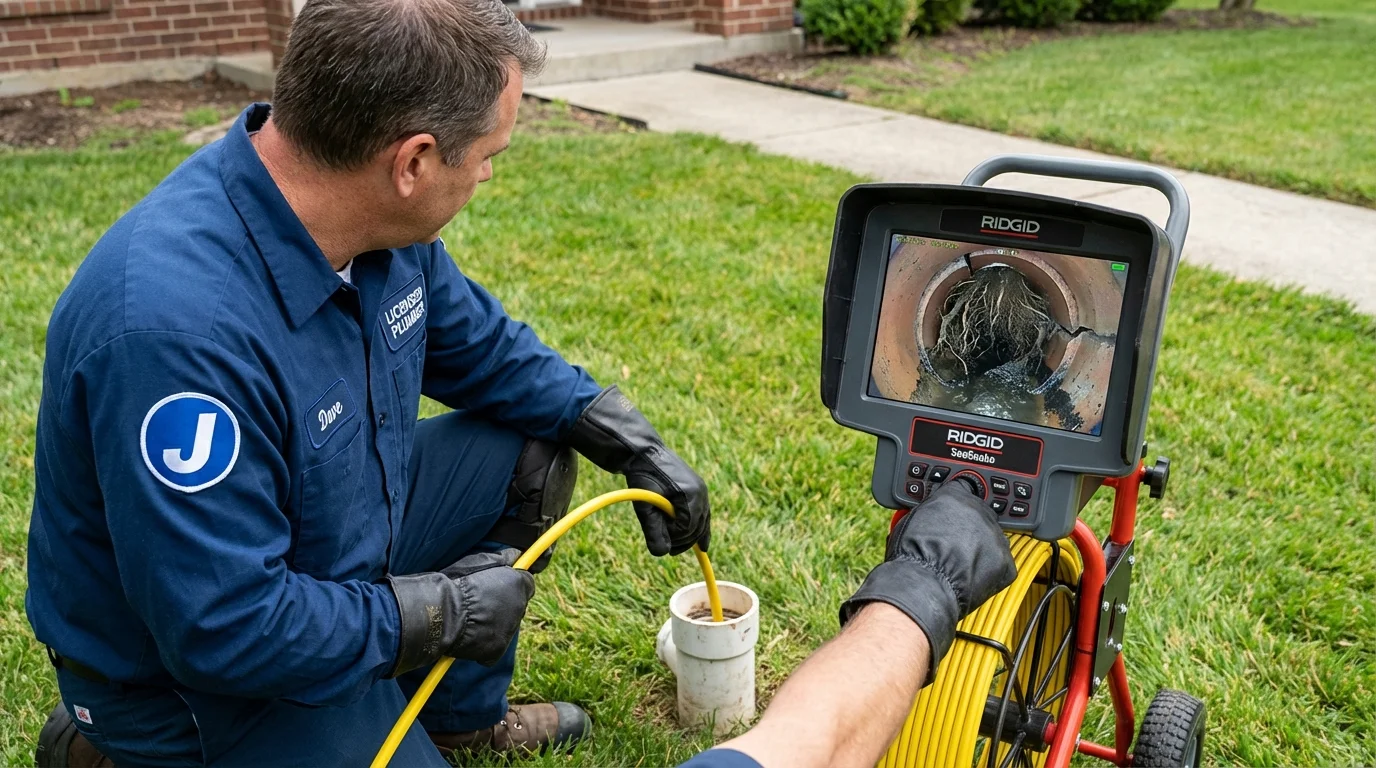 Sewer camera inspection being performed by Johns Plumbing LLC in Cleveland